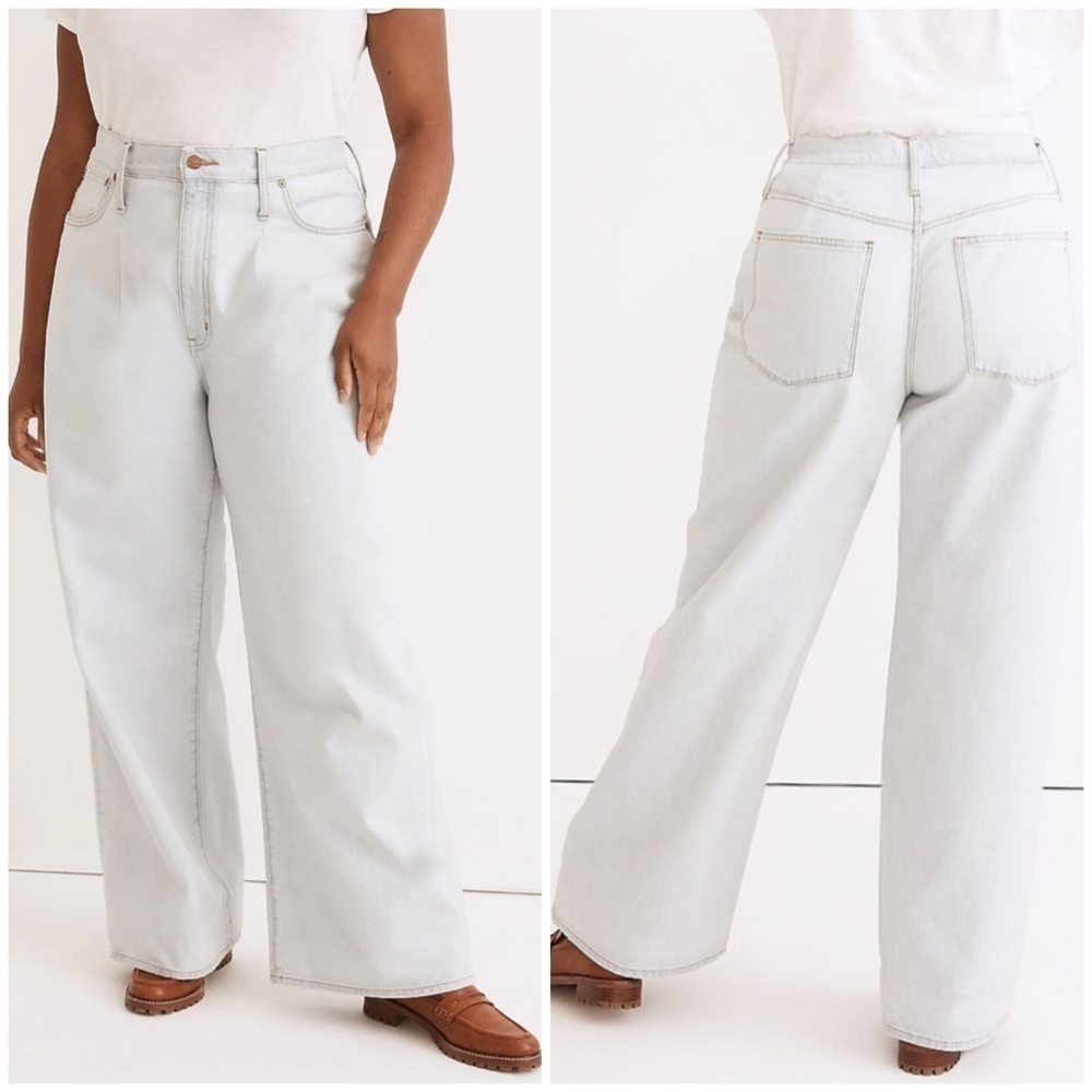Madewell Super Wide Leg Jeans Olcott Wash Pleated Edition High Rise Sz 32